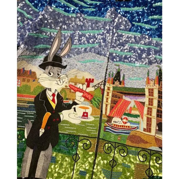 RARE Vintage Jeanette Kastenberg Beaded Sequin Bugs Bunny Jacket c1990s - Picture 7 of 16